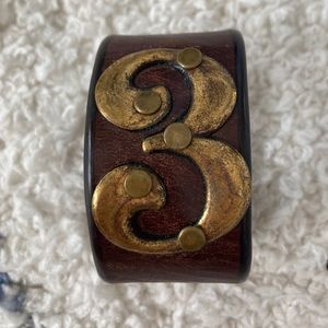 FLASH ⚡️⚡️⚡️ SALE!!  Genuine leather wrap bracelet with brass # three.